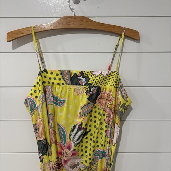 Ann Taylor LOFT | Midi Dress Sleeveless Floral Yellow Belted- Size 8 - Picture 2 of 9